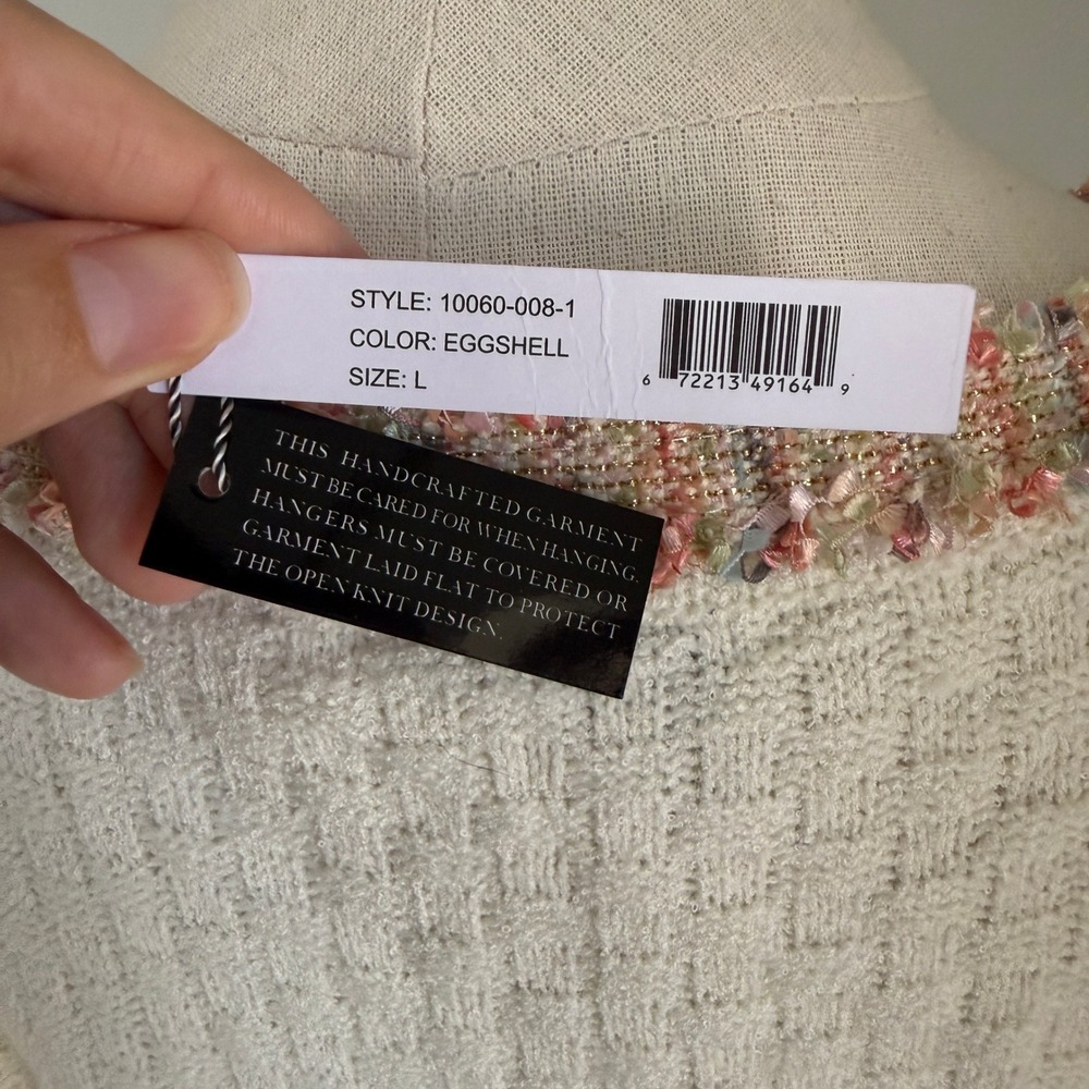 NWT Sioni Tweed Cardigan Pink Large Coquette Ballet Preppy Chic Romantic Girly - Picture 8 of 12